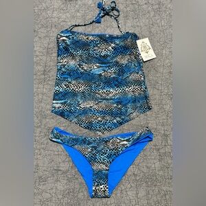 NEW BECCA by Rebecca Virtue Animal Snake Untamed Tankini Swim Top & Bottom Set